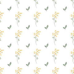 Seamless floral pattern minimalist repeating background with watercolor flowers. Fabric wallpaper print texture. Perfectly for backdrop, wrapped paper.