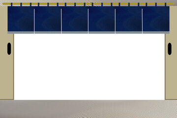 和風フレーム　店頭にかかった青ののれん　グラフィック素材 