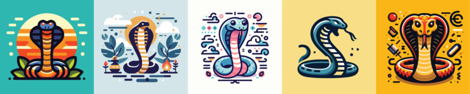 a simple and cool flatdesign cobra snake vector image