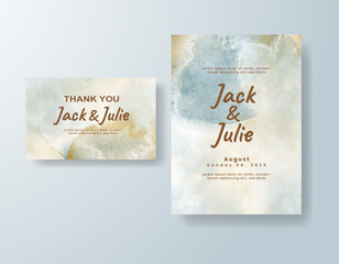 Wedding invitation with abstract splash watercolor