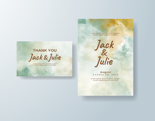 Wedding invitation with abstract splash watercolor