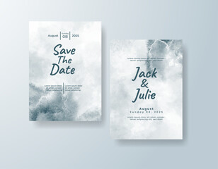 Wedding invitation with abstract splash watercolor