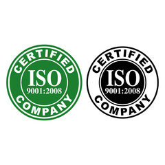  ISO Certified Company 9001 to 2008 Icon Vector Sign