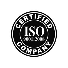 ISO Certified Company 9001 to 2008 Icon Vector Sign Black
