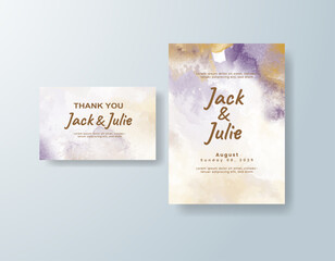 Wedding invitation with abstract splash watercolor