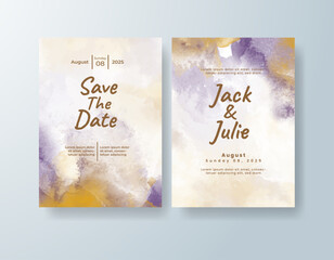 Wedding invitation with abstract splash watercolor