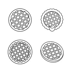 Set of four different black and white outlined waffles ready for any illustration