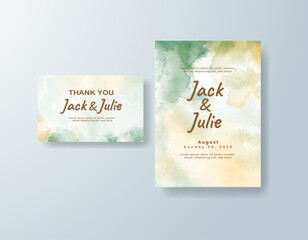 Wedding invitation with abstract splash watercolor
