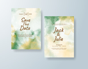 Wedding invitation with abstract splash watercolor