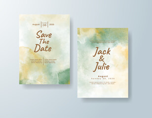 Wedding invitation with abstract splash watercolor