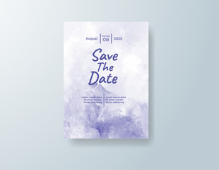 Wedding invitation with abstract splash watercolor