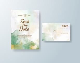 Wedding invitation with abstract splash watercolor