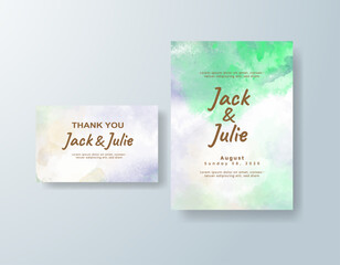 Wedding invitation with abstract splash watercolor