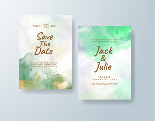 Wedding invitation with abstract splash watercolor