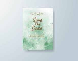 Wedding invitation with abstract splash watercolor