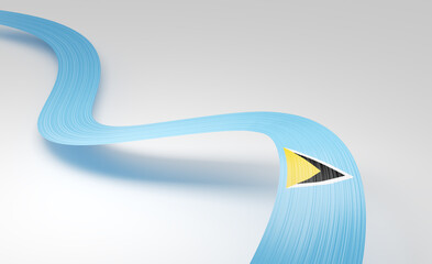 3d Flag Of Saint Lucia 3d Wavy Shiny Ribbon Flag Isolated On White Background 3d Illustration