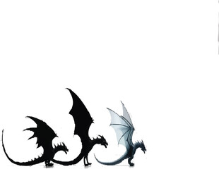 Obraz premium dragon silhouettes on white background.