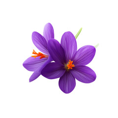 Purple crocus flower blossom isolated on white, a beautiful spring plant