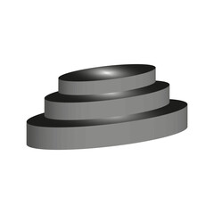 Layered podium shape. Gray step platform. Abstract 3D vector. Perspective view.