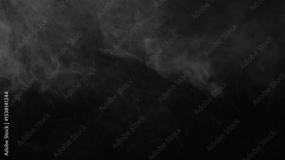 Poster ethereal mist and fog gently drift in from the left side of a dark screen. creates a mysterious, cal