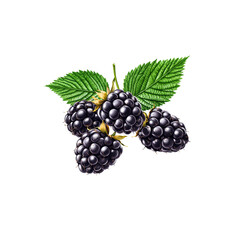 Fototapeta premium Blackberry on white background, blackberry with leaf, blackberry with leaves, fruit, grape, food, isolated, berry, blackberry, ripe, black, white, grapes, fresh, sweet, healthy, bunch, dessert, green,
