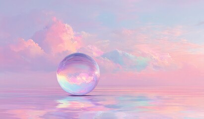 Pastel sphere on a mirrored sky