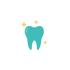 Obraz premium Tooth With Sparkles Clean Bright Smile Dental Vector Illustration Line Art Vector illustration
