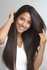 Fototapeta premium young beautiful gorgeous indian woman with long and smooth hair