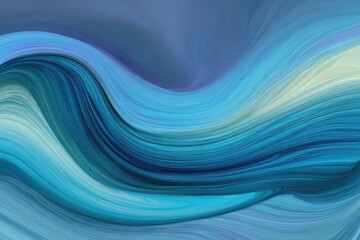 Fototapeta premium Abstract artwork featuring a dynamic composition of flowing, swirling lines in shades of blue, transitioning to lighter, almost off-white hues. 