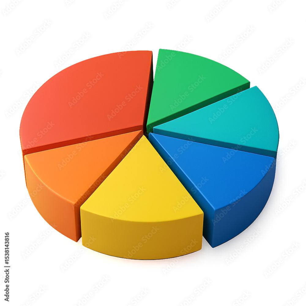 Poster vibrant 3d pie chart illustration for data visualization projects