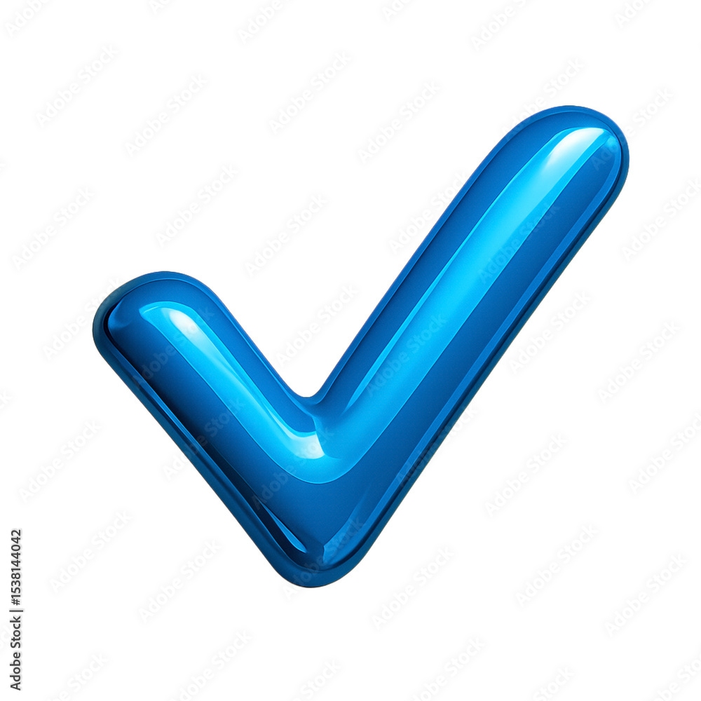 Poster glossy 3d checkmark icon for simple design and composition