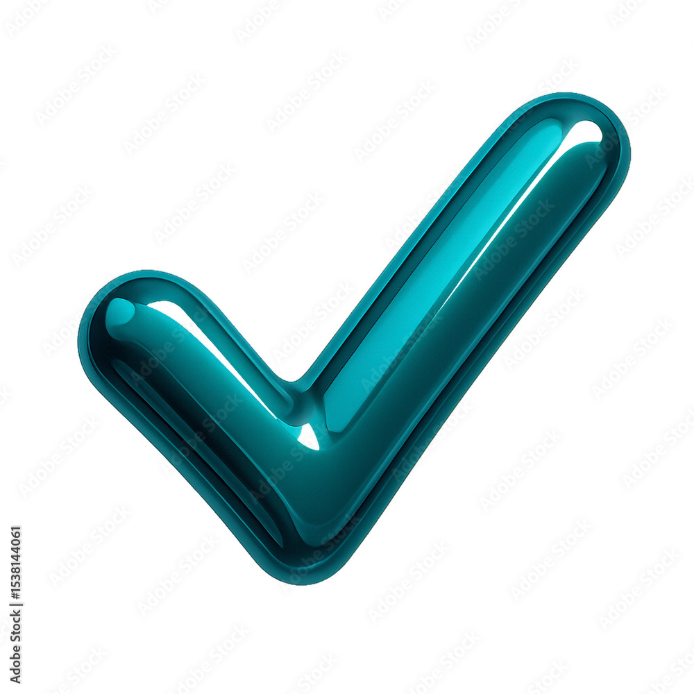 Poster glossy 3d checkmark icon on transparent background for design use