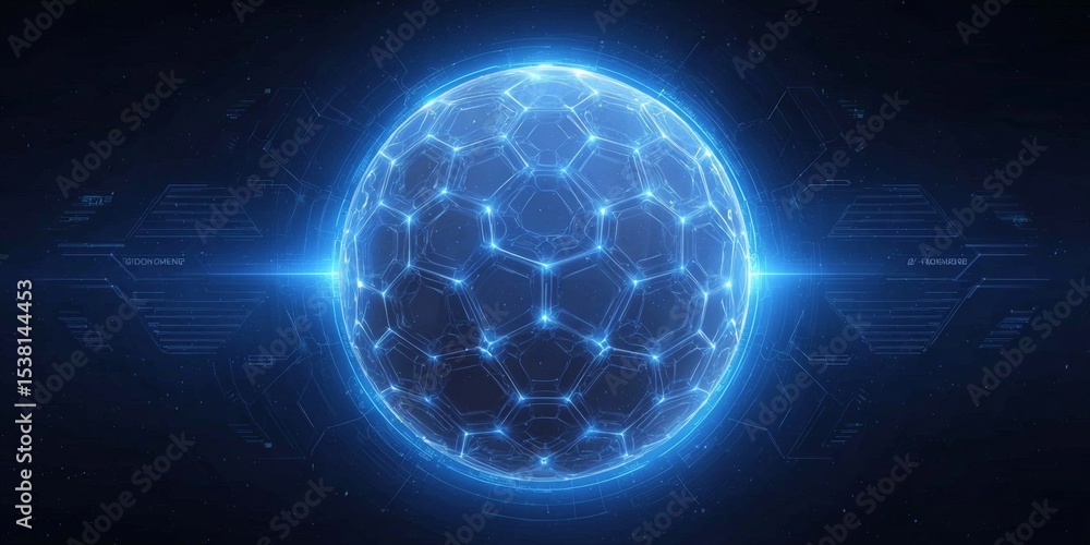 Aufkleber Cyber Security and Digital Protection Concept with Abstract Network Shield Illustrating Data Safety
