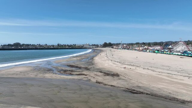 Santa Cruz Beach Boardwalk Aerial Flyover View