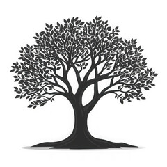 Obraz premium Monochrome illustration of a lush tree