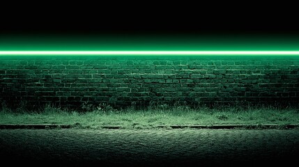 Green static noise texture with a horizontal line on a dark background.