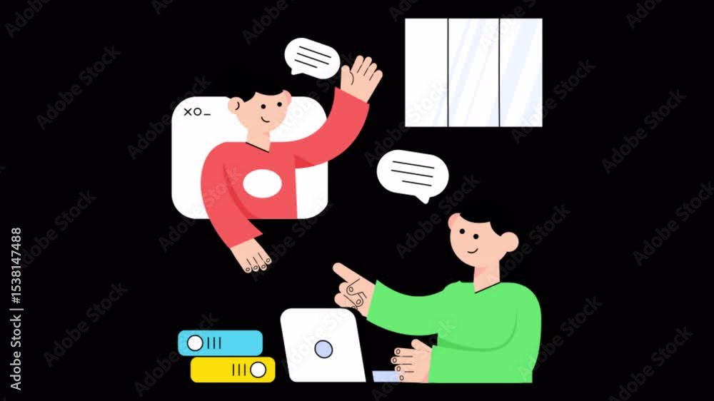 Poster distance working 2d flat animations on transparent background