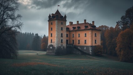 Obraz premium Castle Beckov with Empty Copy Space for Text