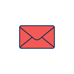 Vector email envelope icon in flat style, ideal for contact form, inbox notification, marketing campaign, online mail, and digital UI