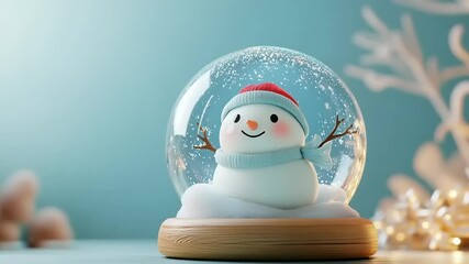 Cheerful snowman in a snow globe - Powered by Adobe
