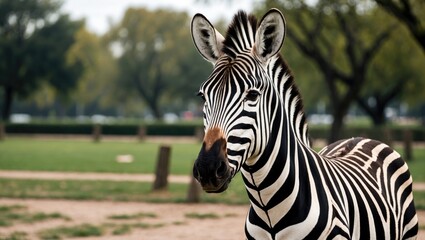 Fototapeta premium A Burchell's Zebra in the Park