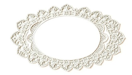 Elegant white oval doily frame, vintage lace design, perfect for scrapbooking, wedding, or baby shower, vintage, frame