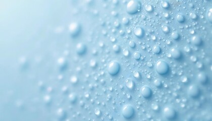 Delicate Water droplets on Blue: Close-up of glistening water droplets on a smooth surface, an embodiment of freshness, purity, and the serene beauty of the natural world.