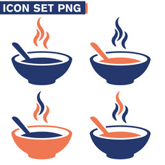 Design ICON SET dell'icona della zuppa calda - illustrazioni 
