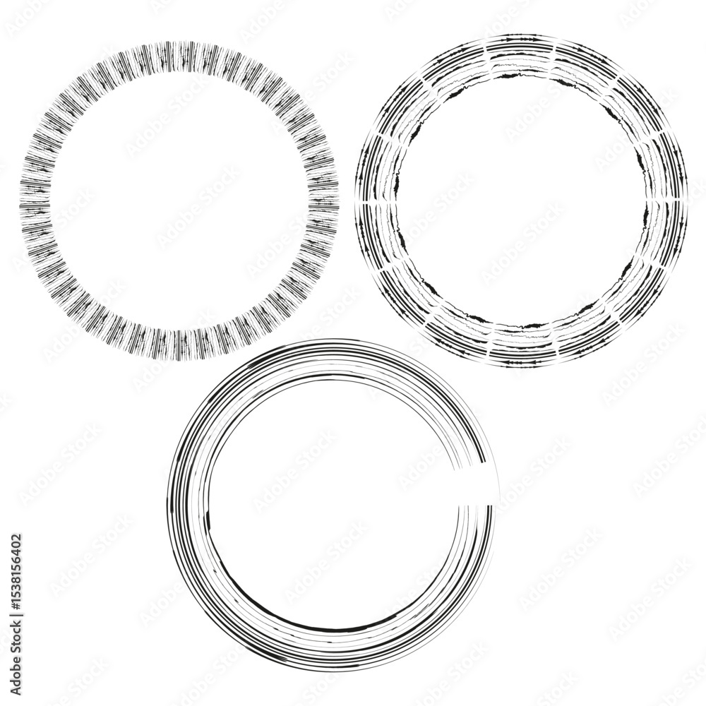 Poster circular ring shapes. monochrome round elements. transparent vector border. spinning swirl form.