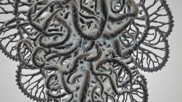 3D Abstract Branching Structures Animation Microscopic Fungal Structure Medical and Biological Science Generative AI