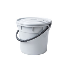 Gray Plastic Bucket with Lid and Handle for Storage, Organization, and Household Use Transparent background or png