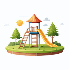Fototapeta premium Vibrant Playground Illustration Sunny Day Fun for Kids