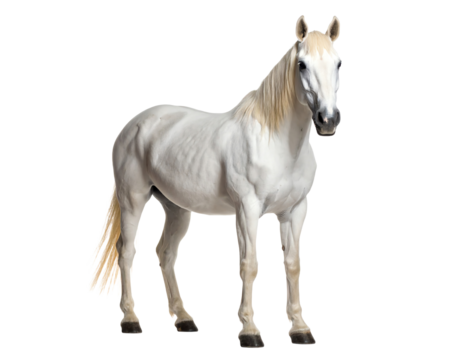 Elegant white horse standing gracefully.