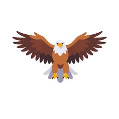 Fototapeta premium Eagle Flying Wings Spread Powerful Bird of Prey Icon Illustration